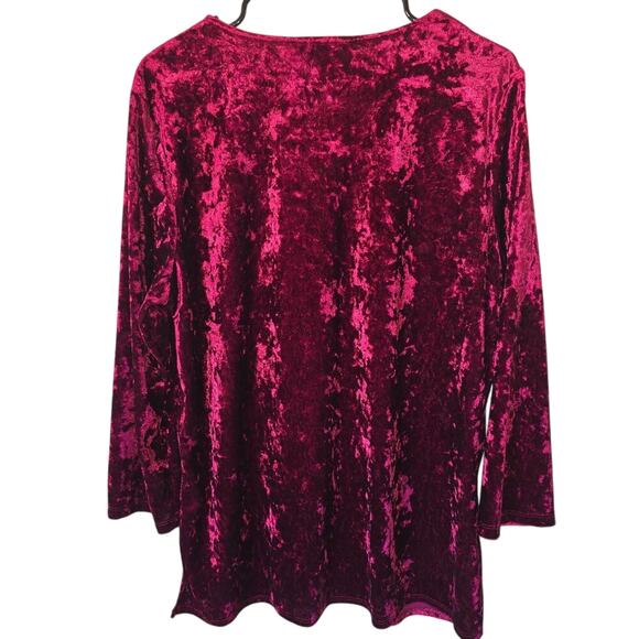 Slinky Brand Crushed Velvet Embroidered Long Sleeve Tunic Top Christmas Large - Picture 2 of 7